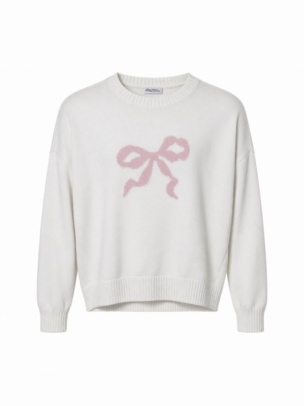 Hollister White Women's Sweater M Pink Bow Design